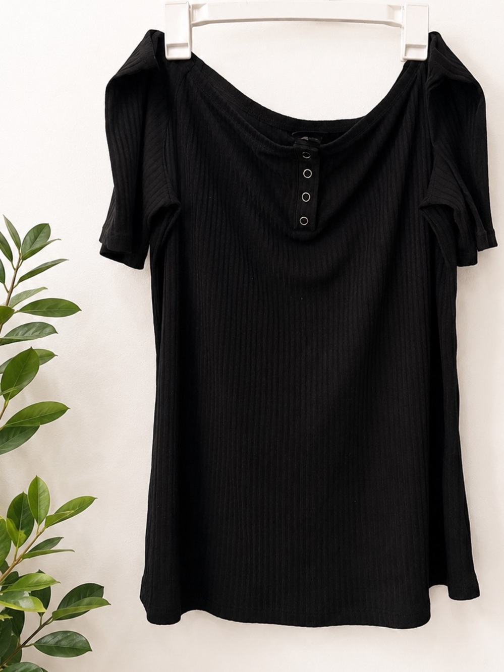 Torrid Black off shoulder henley Top & Charlotte Russe flowy off shoulder top